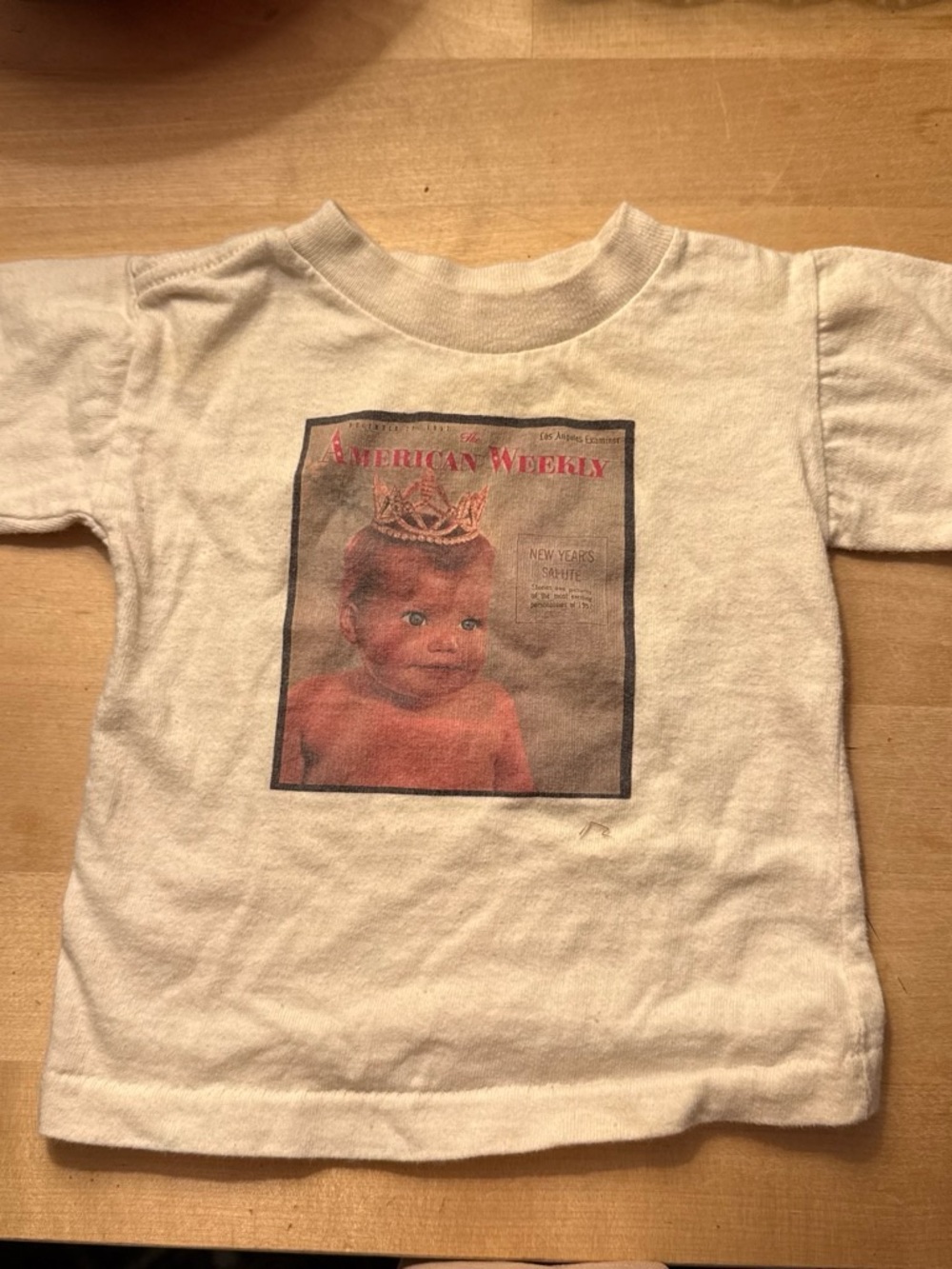 Vintage Kids Tee in Cream with Multicolor Photo Graphic - Vintage